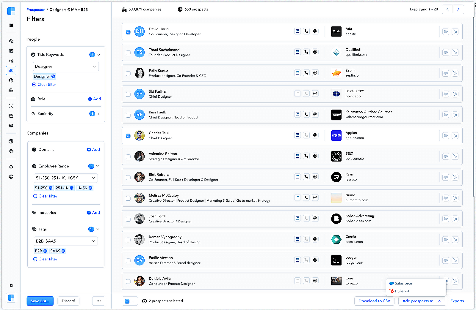 B2B data enrichment and CRM tools – Clearbit
