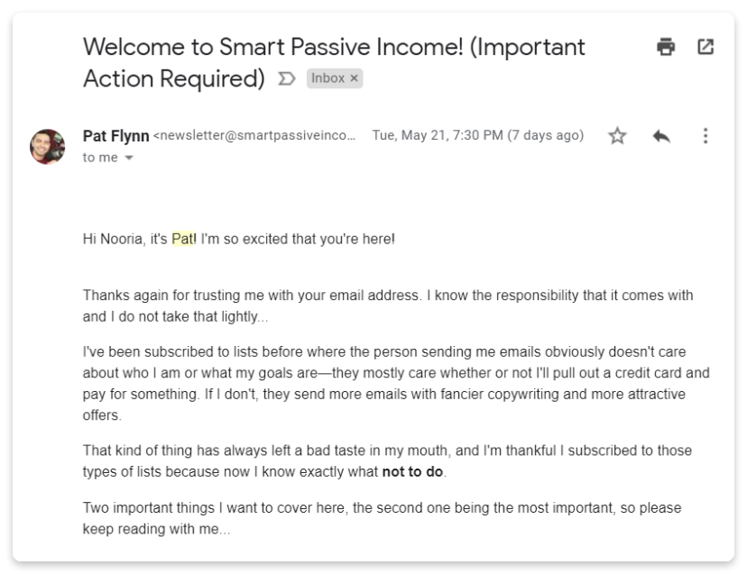 Personal letter example email marketing