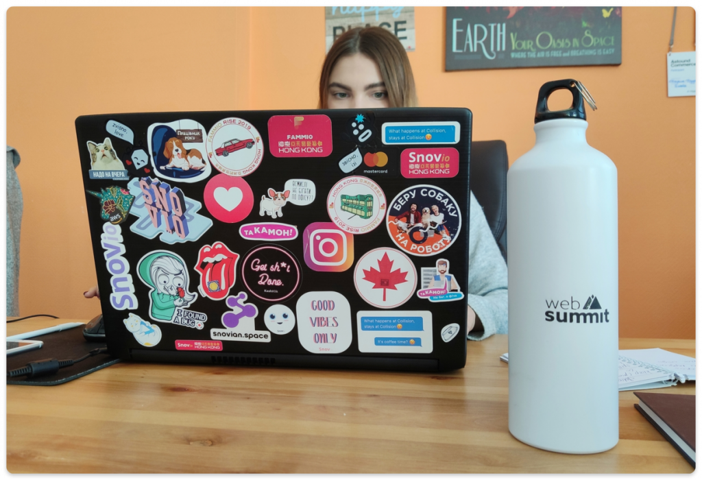 The numerous stickers we’ve collected and Web Summit’s own merch