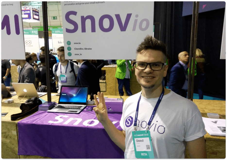 Snov.io booth at Web Summit last year