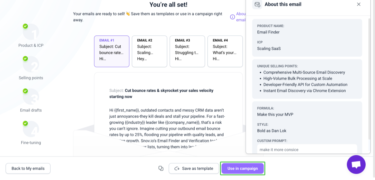 Snov.io AI assistant for sales