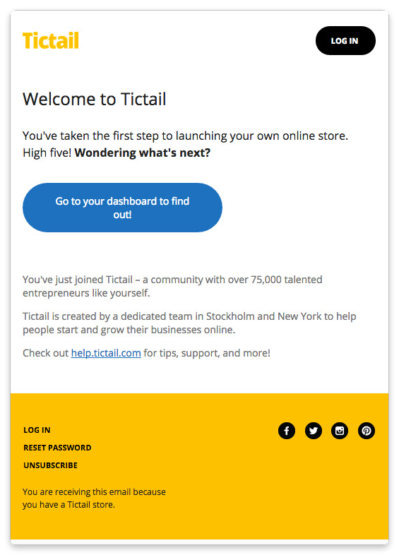 Tictail email example