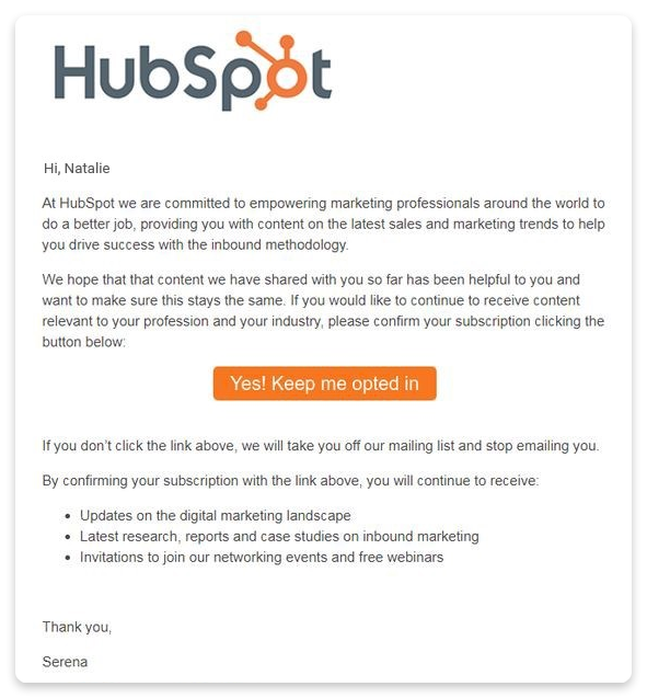 HubSpot email example