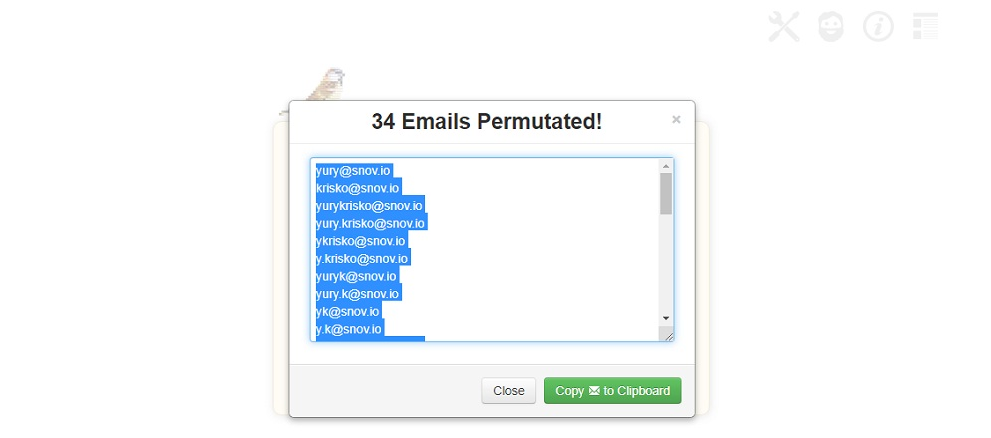 Список емейлів з Email Permutator+
