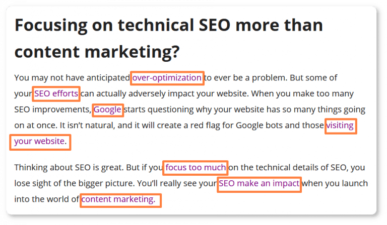captura de tela mostrando um artigo com muitos links