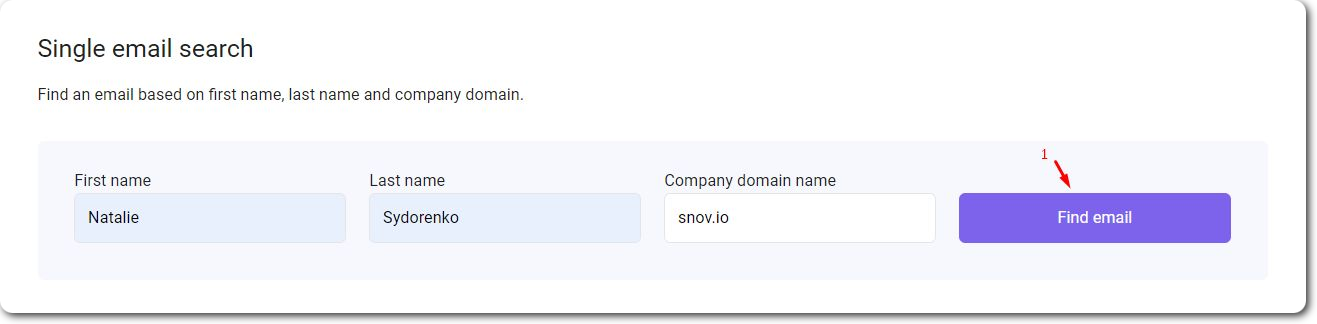 Single email search with Snov.io