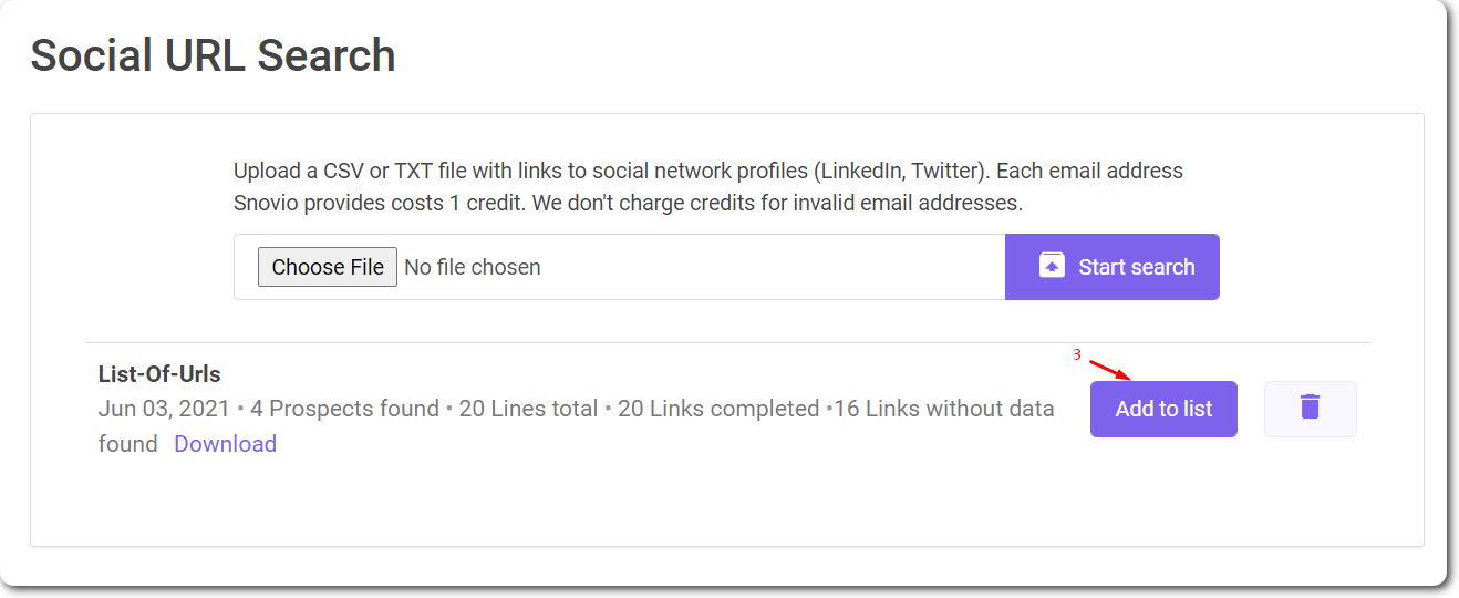 How to find emails by social URL with Snov.io