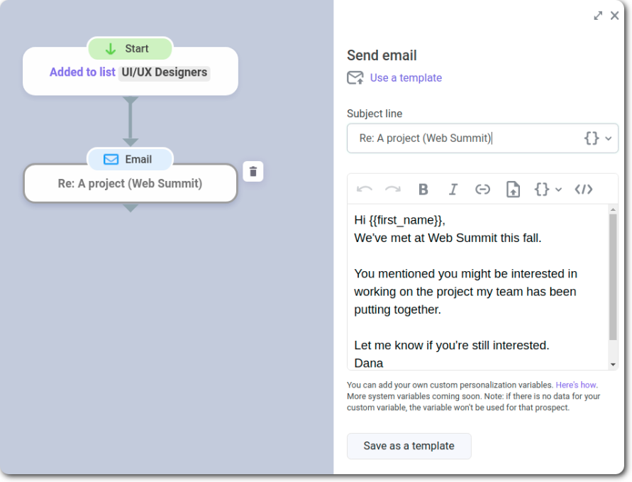 Edit an email in Snov.io