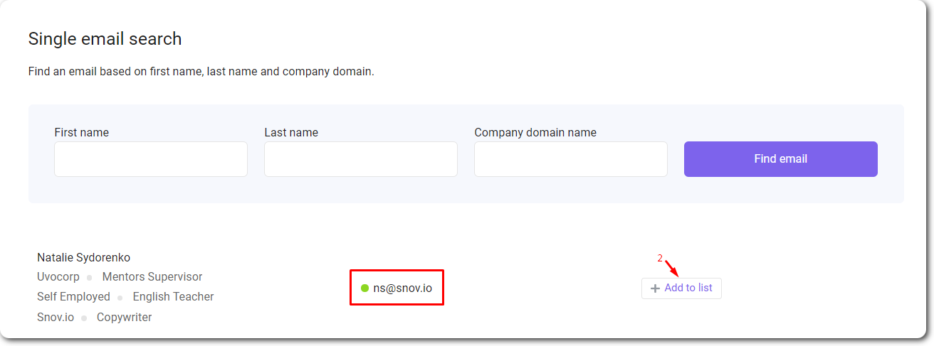 How to find a single email with Snov.io