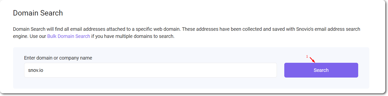 Domain search with Snov.io