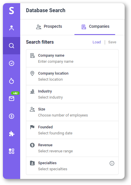 Snov.io Database Search by company