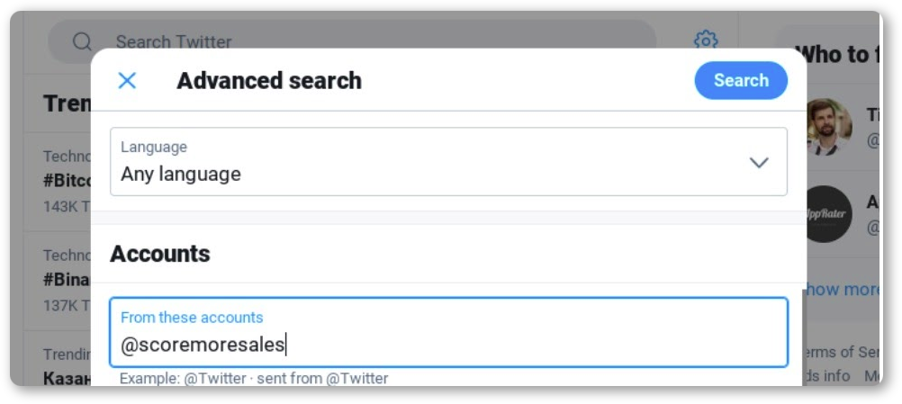 How to find someone using Twitter Advanced Search