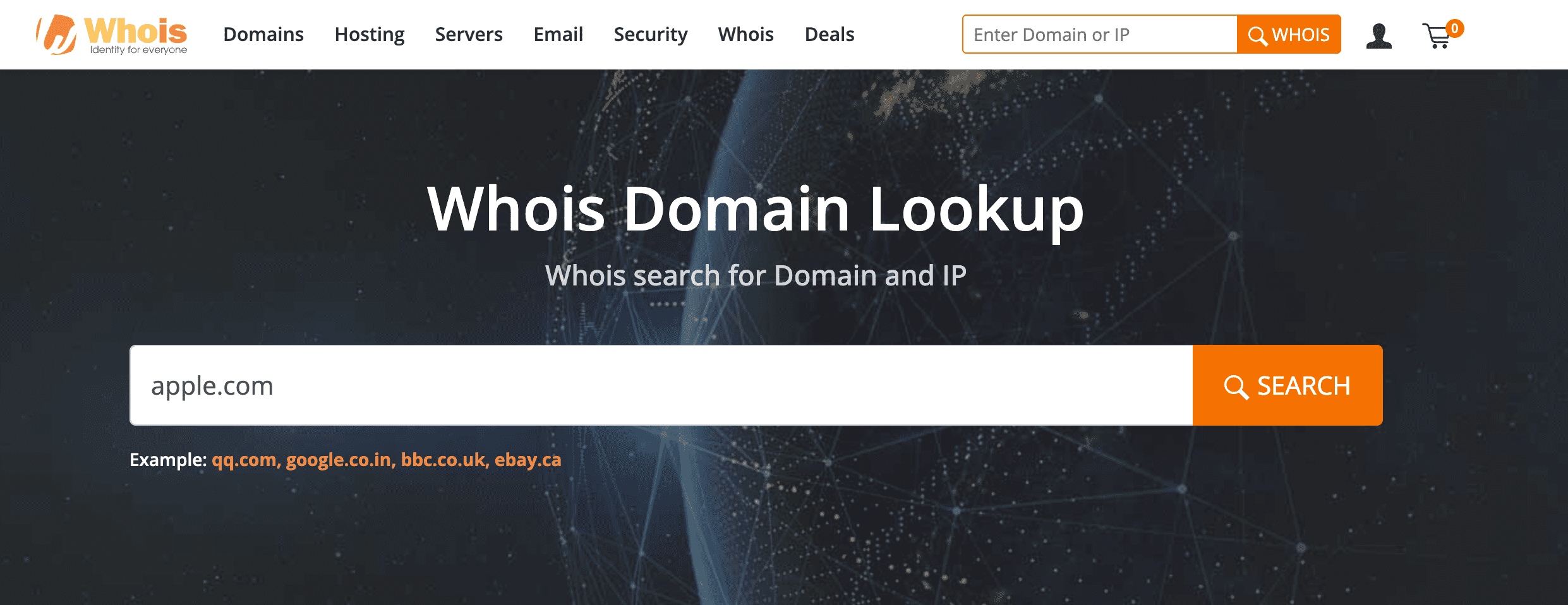Whois lookup for discovering domains