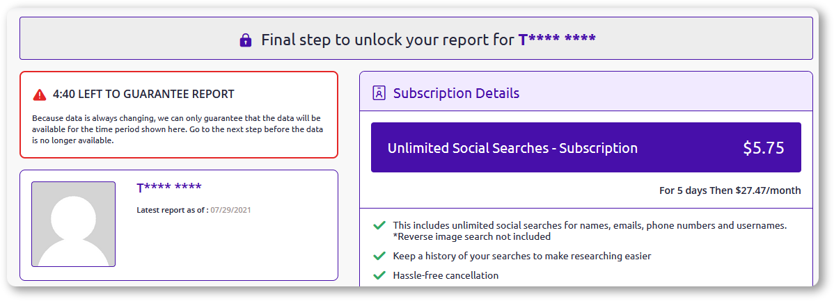 Social Catfish reverse email lookup tool