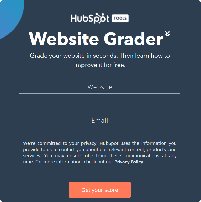 HubSpot website grader
