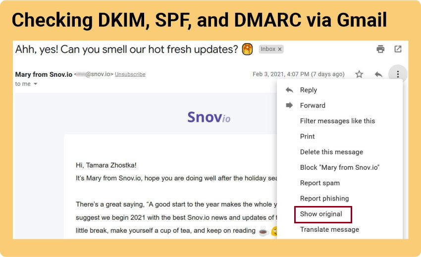 DKIM, SPF, and DMARC check via Gmail
