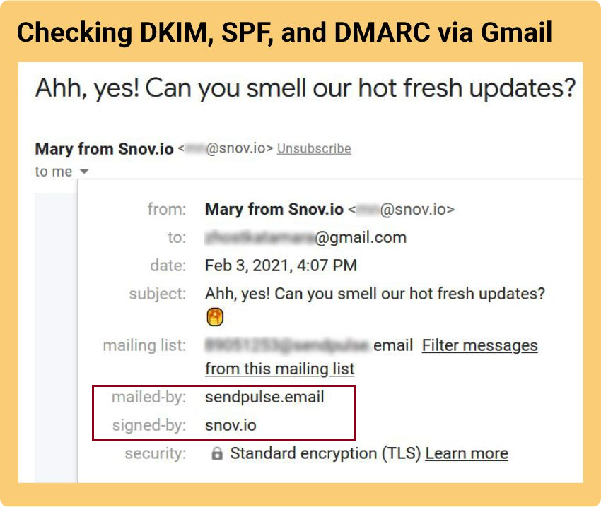 DKIM, SPF, and DMARC check via Gmail