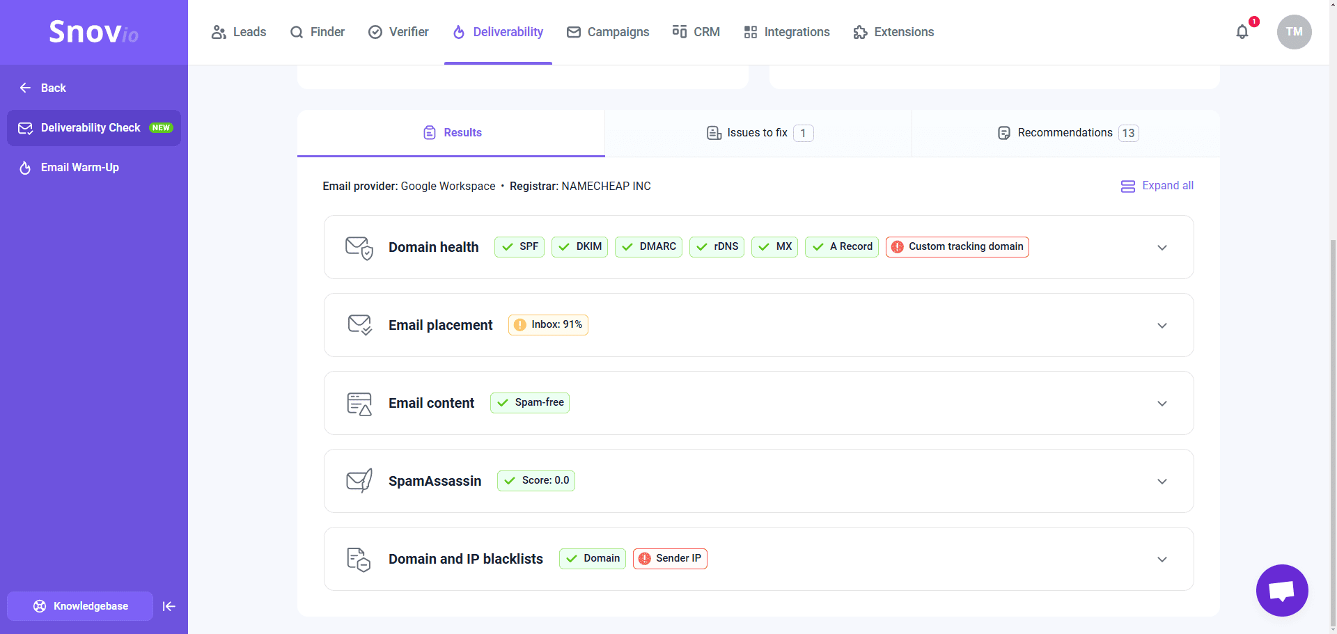 How to check SPF, DKIM, and DMARC with Snov.io 