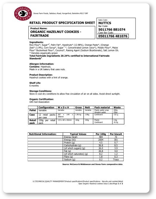 Product sell sheet