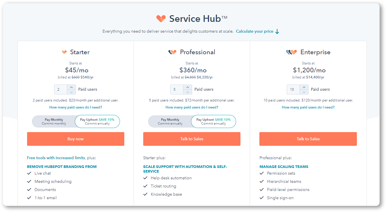HubSpot pricing plans
