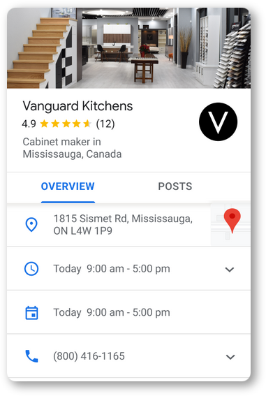 Google My Business listing example