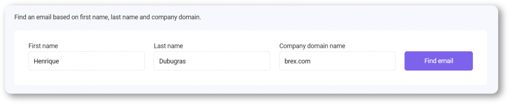 Email search by name and company