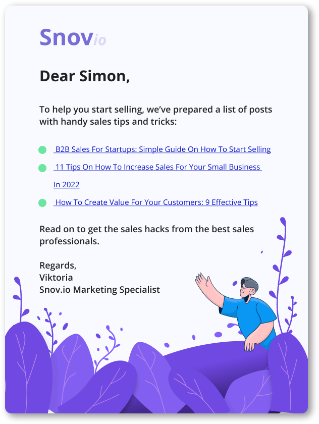Welcome email example