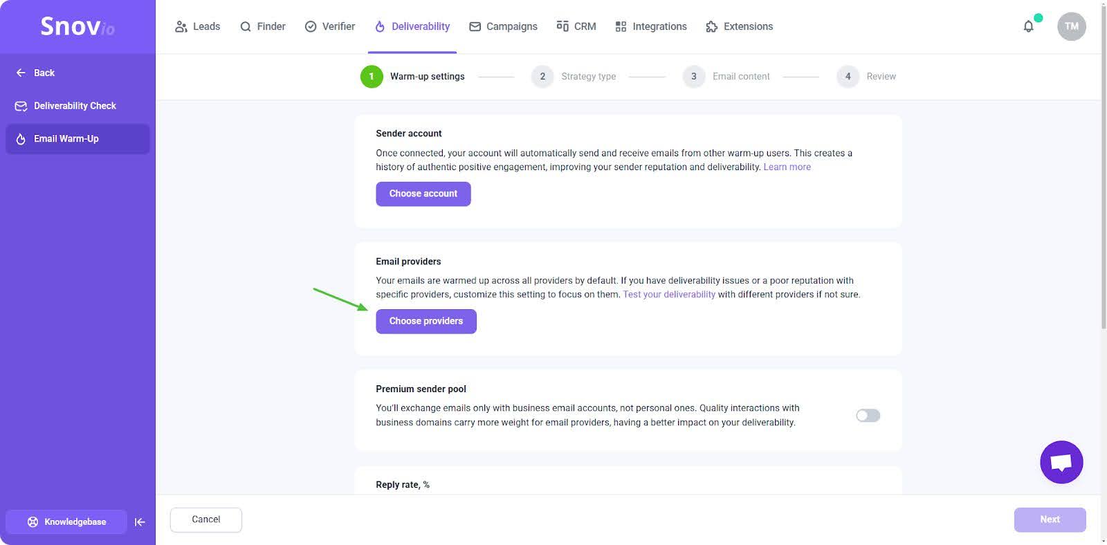 snov.io email warm-up tool