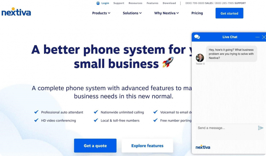 Nextiva landing page