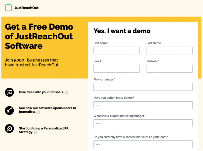 Book a demo landing page