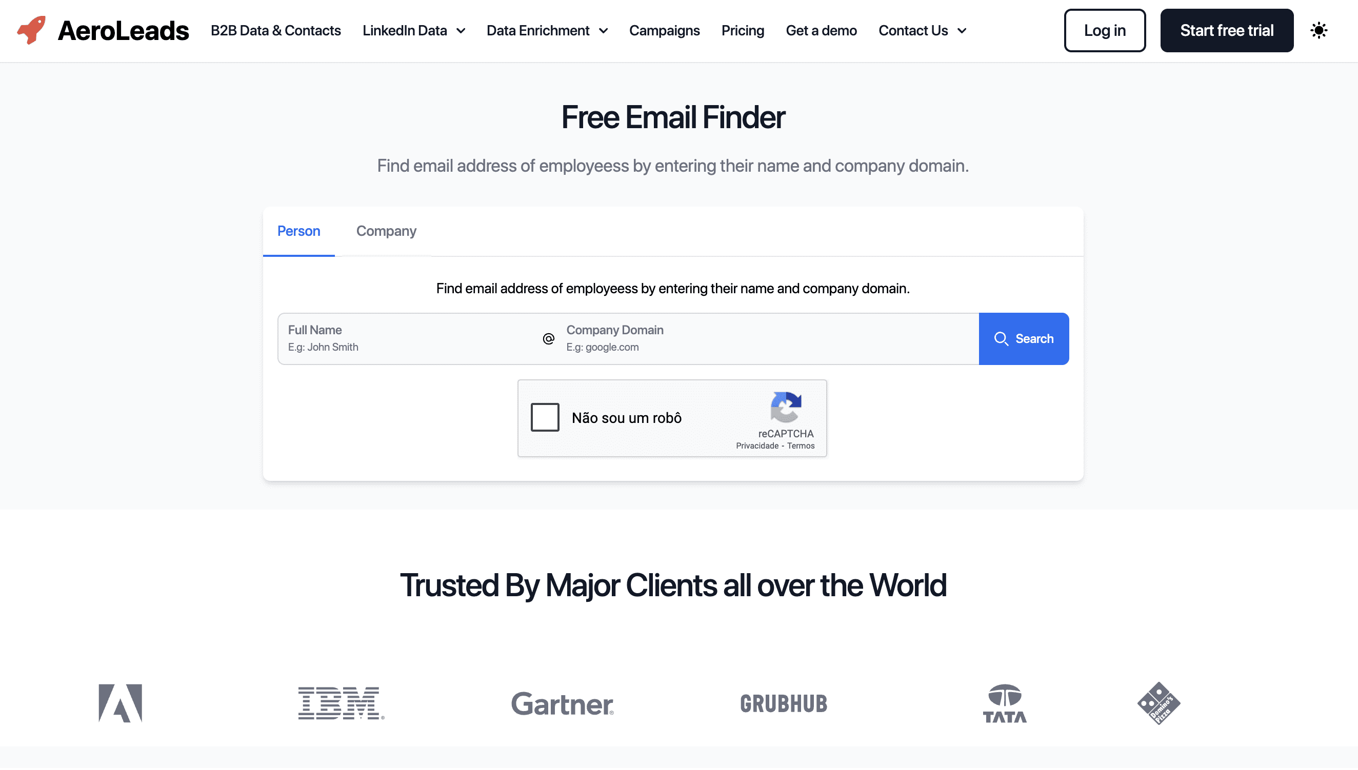 Buscador de emails de Aeroleads