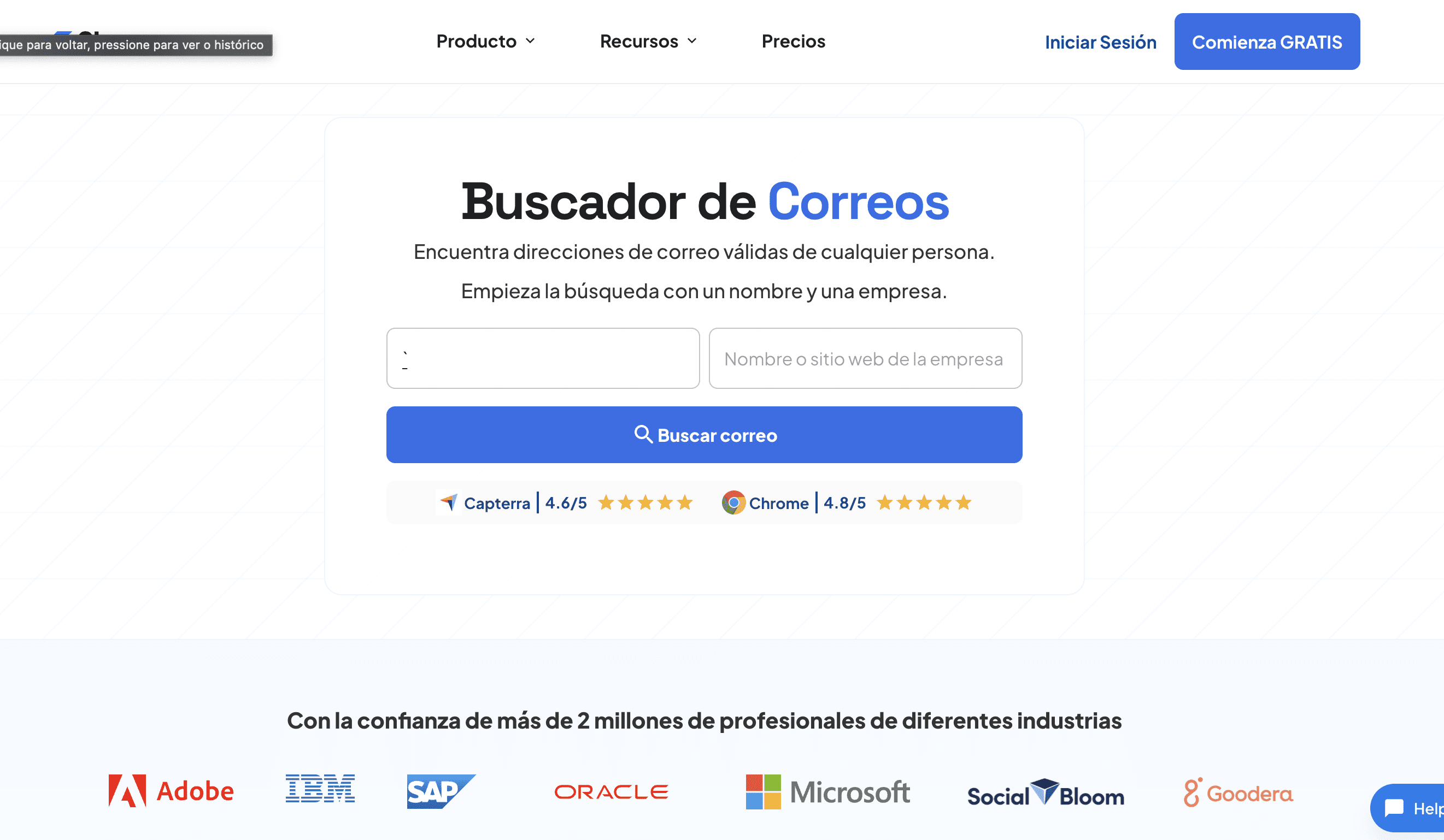 Buscador de correos de Skrapp