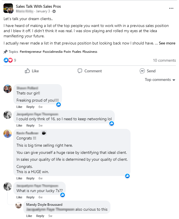 Facebook group discussion