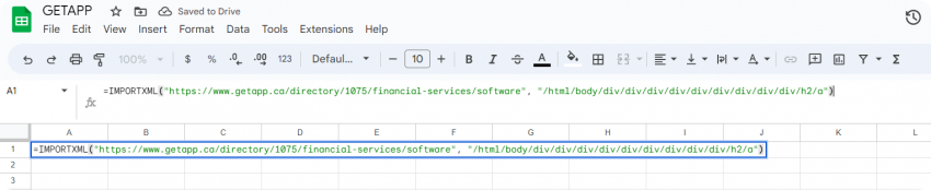 Use Google Sheets for web scraping