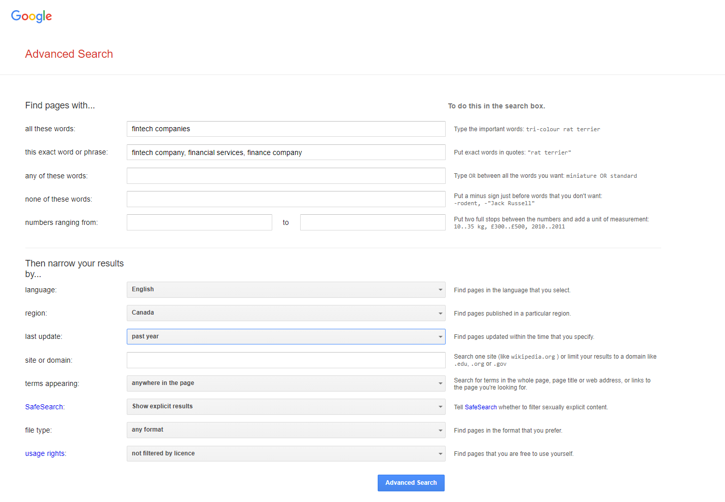 Google Advanced Search