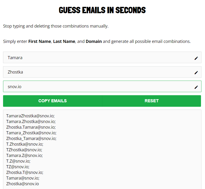 Email guesser example