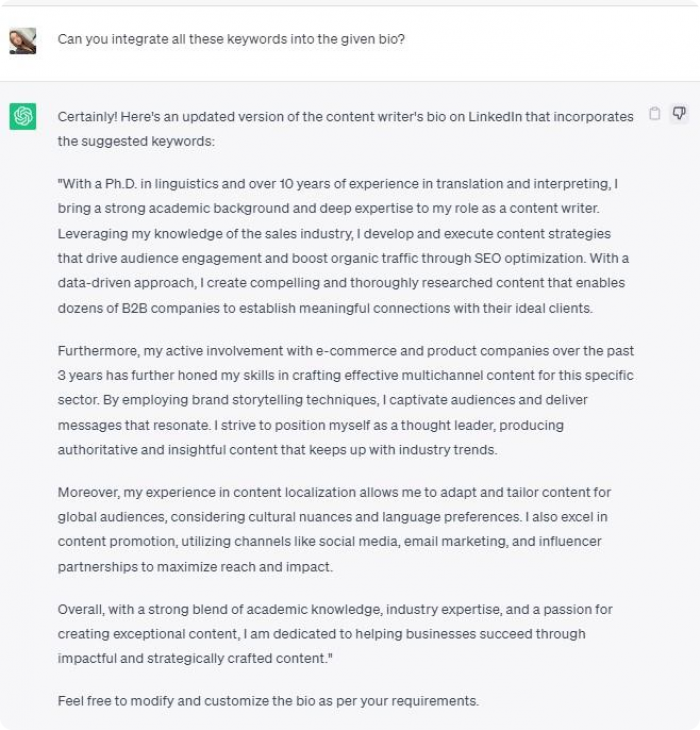 Improve your LinkedIn 'About' section with ChatGPT