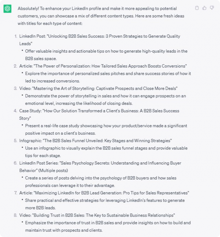 Use ChatGPT to optimize the LinkedIn 'Featured' section