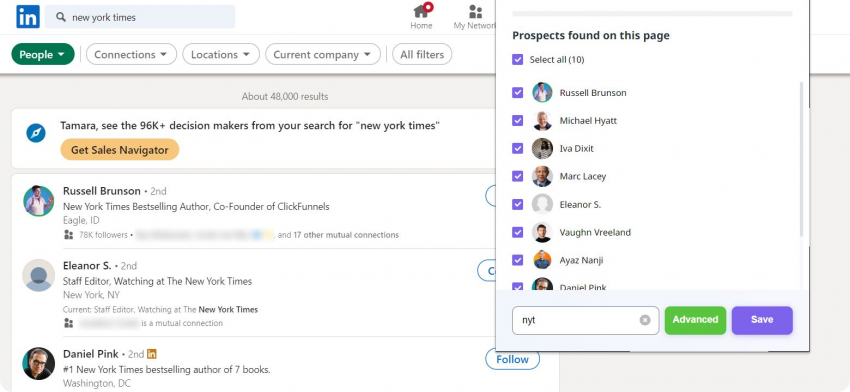 Snov.io LI Prospect Finder