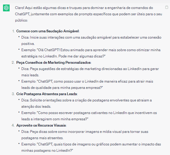 Dicas do ChatGPT para escrever um artigo.