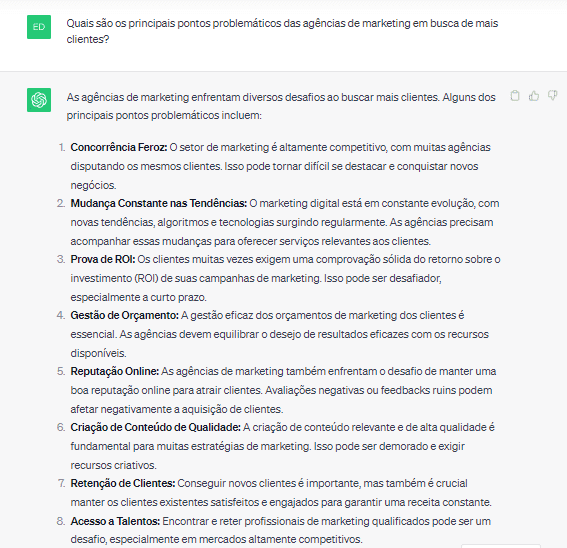 Pontos problemáticos das agências, segundo o ChatGPT