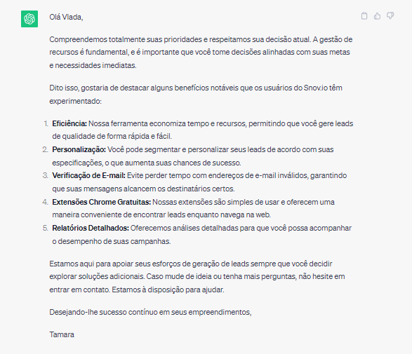 Mensagem de quebra de objeções no LinkedIn