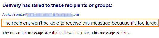 Your email message is too large