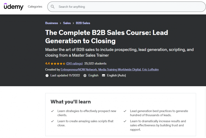 Best B2B sales training course