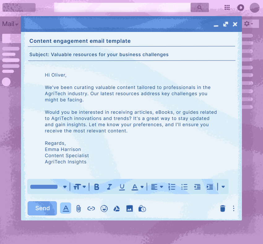 Content engagement email template
