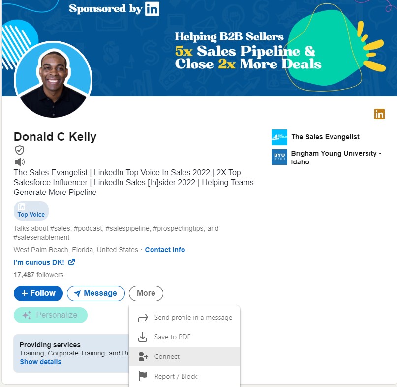 LinkedIn connection request