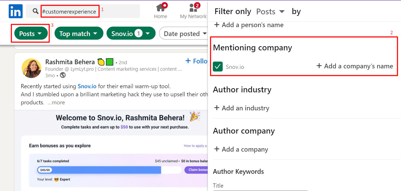 how to find LinkedIn leads by hashtags