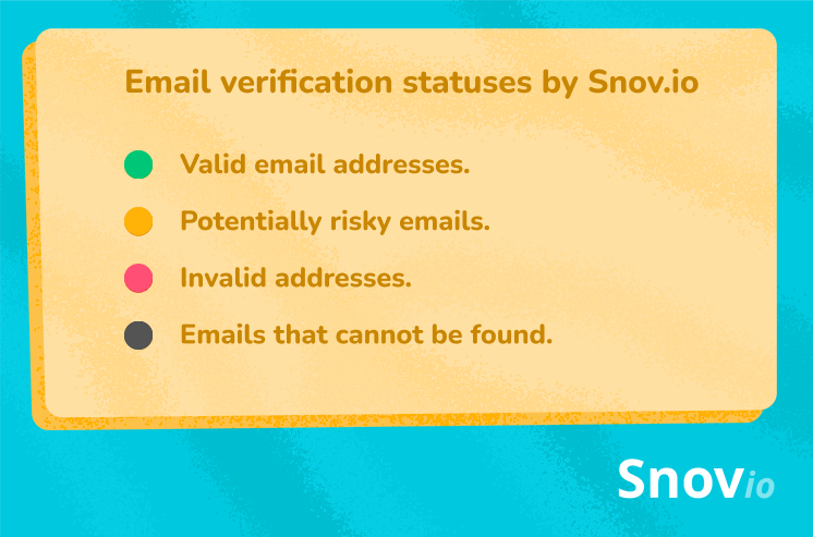 Email verification statuses by Snov.io