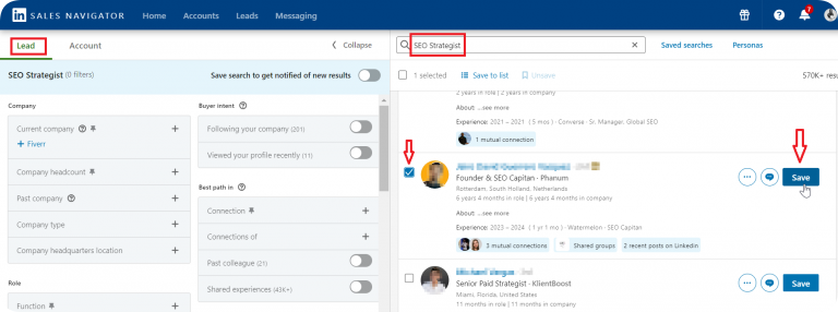 Створення списку лідів в Sales Navigator