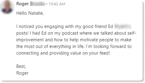 Cold Message Example On LinkedIn 2